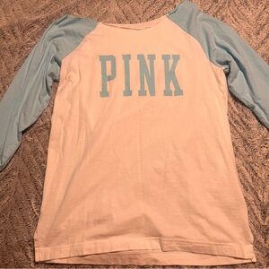 PINK Victoria's Secret Raglan Shirt - White and Blue
